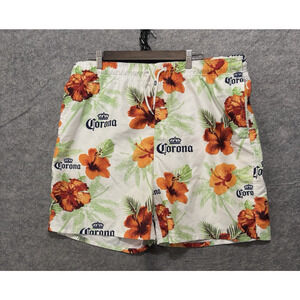 Corona Swim Trunks Shorts Mens 2XL White Floral Beer Beach Tropical‎